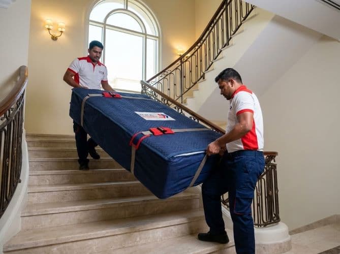 Moving crew handling house moving